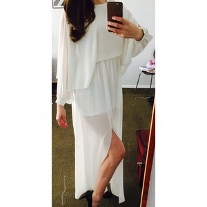 White Sabo Skirt sheer slit dress